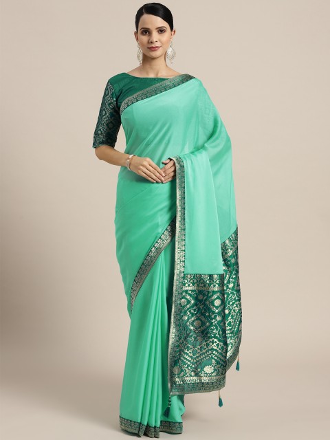 

Saree mall Green Solid Saree