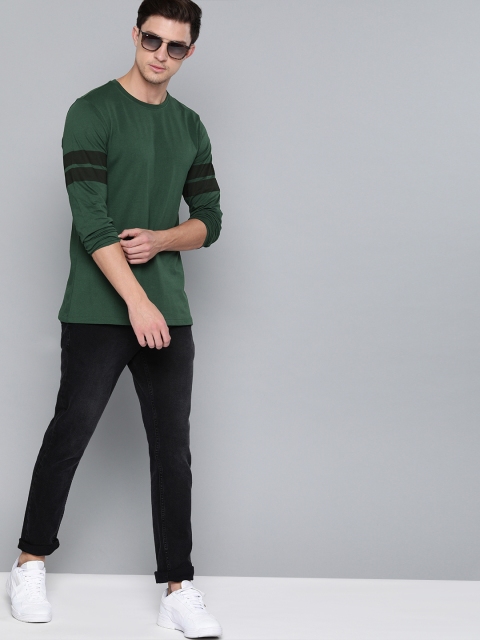 

Harvard Men Olive Green Solid Round Neck T-shirt