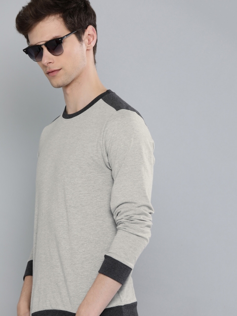 

Harvard Men Grey Melange Solid Round Neck T-shirt