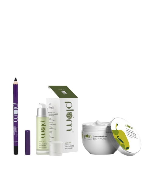 

Plum Set Of 3 Beauty Kit, Green