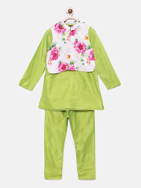 

Twisha Boys Green & White Solid Kurta with Pyjamas & Nehru Jacket