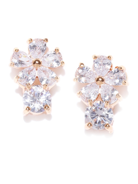 

Carlton London Gold-Plated CZ Studded Floral Studs