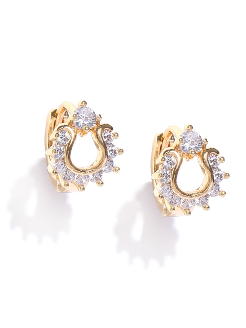 

Carlton London Gold-Plated CZ Stone-Studded Hoop Earrings