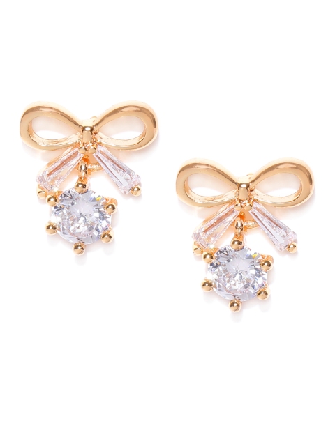 

Carlton London Gold-Plated CZ Stone-Studded Bow-Shaped Studs