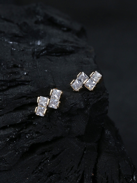 

Carlton London Gold Plated CZ Studded Contemporary Studs