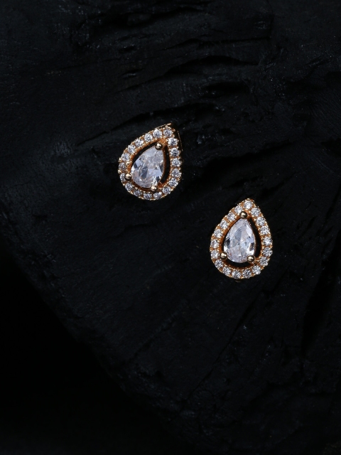 

Carlton London Gold Plated CZ Studded Teardrop Shaped Studs