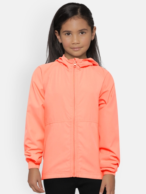 

Mango Kids Neon Orange Solid Hooded Tailored Jacket