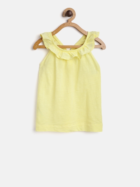 

Mango Kids Girls Yellow Solid Styled Back Top