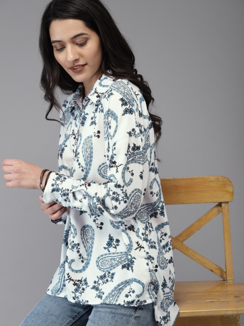 

Moda Rapido Women White Regular Fit Printed Casual Shirt