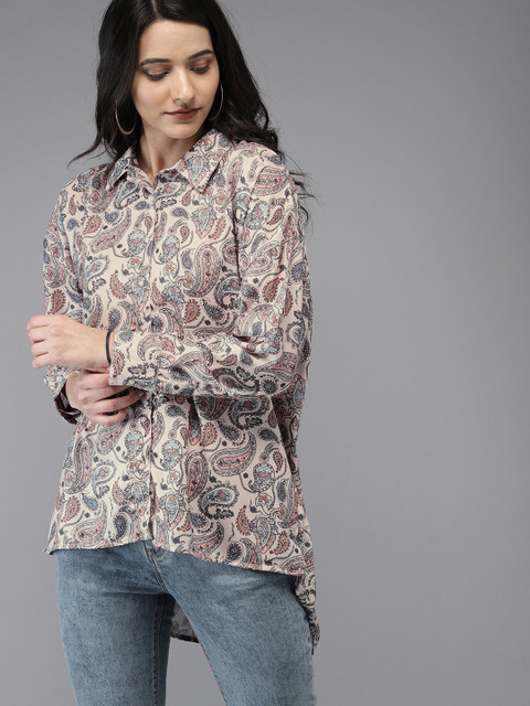 

Moda Rapido Women Off-White Regular Fit Printed Casual Shirt