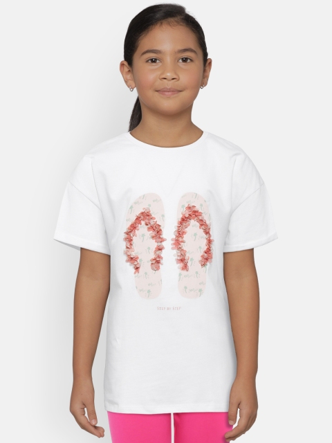 

Mango Kids Girls White Printed Round Neck T-shirt