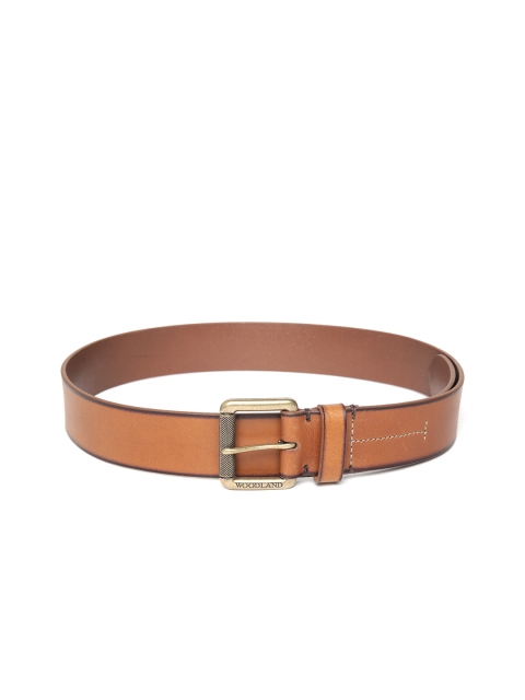 

Woodland Men Tan Brown Leather Solid Belt