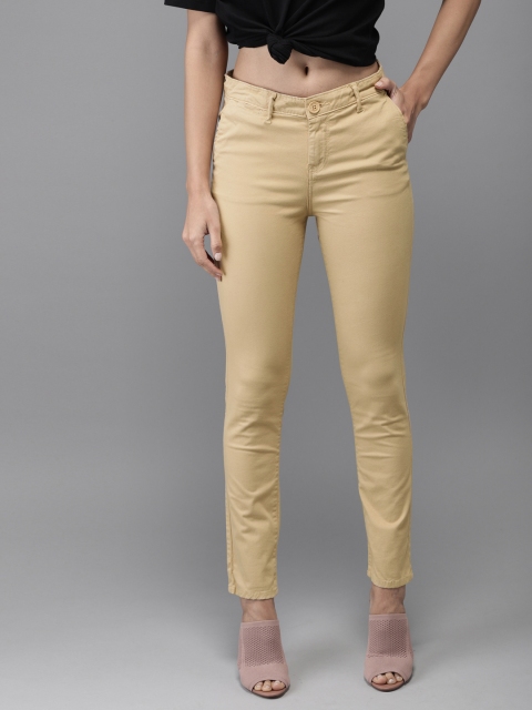 

Moda Rapido Women Tan Brown Slim Fit Solid Casual Chinos
