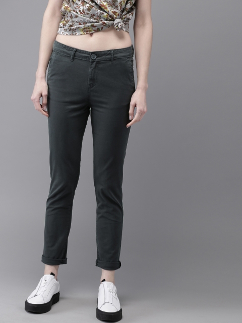 

Moda Rapido Women Charcoal Grey Slim Fit Solid Chinos