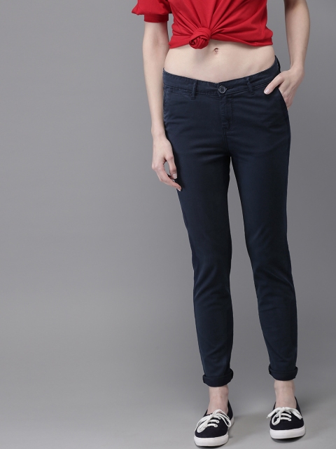 

Moda Rapido Women Navy Blue Slim Fit Solid Chinos