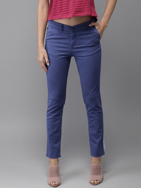 

Moda Rapido Women Blue Slim Fit Solid Casual Chinos