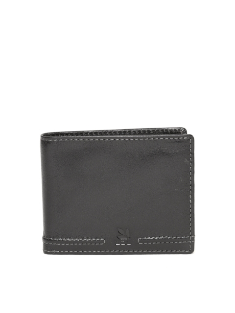 

Woodland Men Black Solid Leather Two Fold Wallet