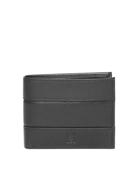 

Woodland Men Black Solid Two Fold Leather Wallet