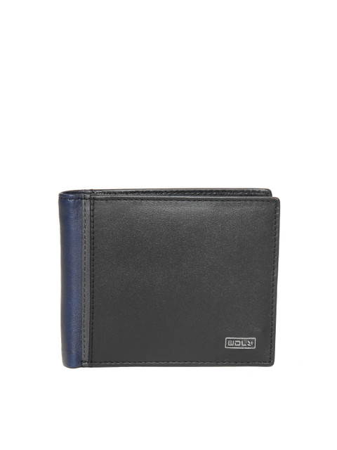 

Woodland Men Black Solid Leather Two Fold Wallet