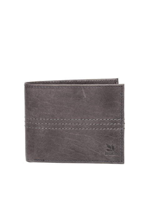 

Woodland Men Charcoal Grey Solid Leather Two Fold Wallet