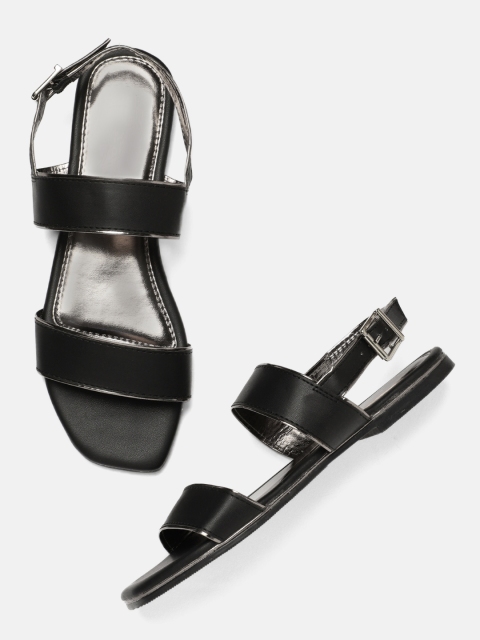 

DressBerry Women Black Solid Open Toe Flats