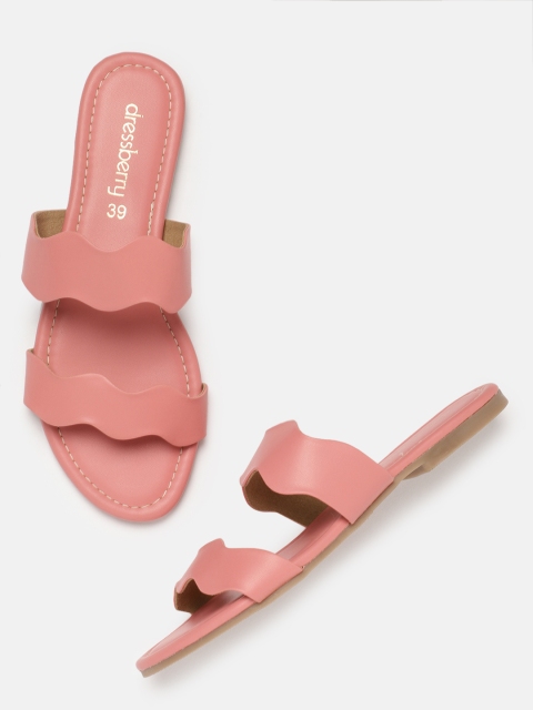 

DressBerry Women Pink Solid Open Toe Flats