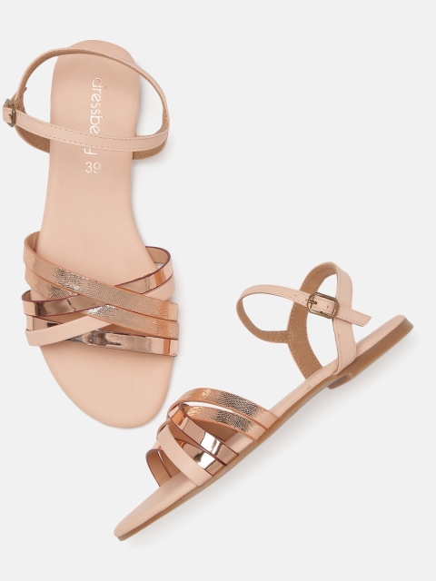 

DressBerry Women Rose-Gold Toned & Nude Pink Solid Open Toe Flats