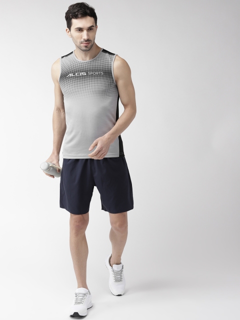 

Alcis Men Grey Printed Round Neck Training T-shirt