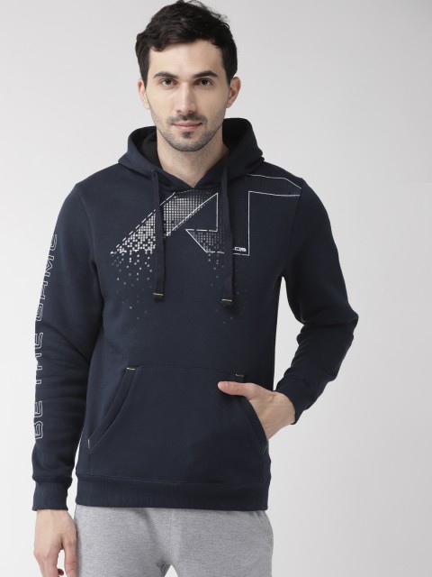 

Alcis Men Navy Printed Hooded Sweatshirt, Navy blue