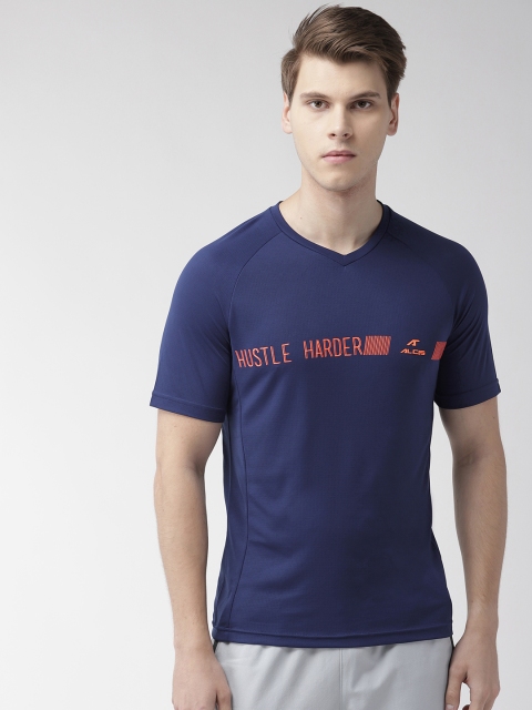 

Alcis Men Navy Blue Printed Detail V-Neck T-shirt