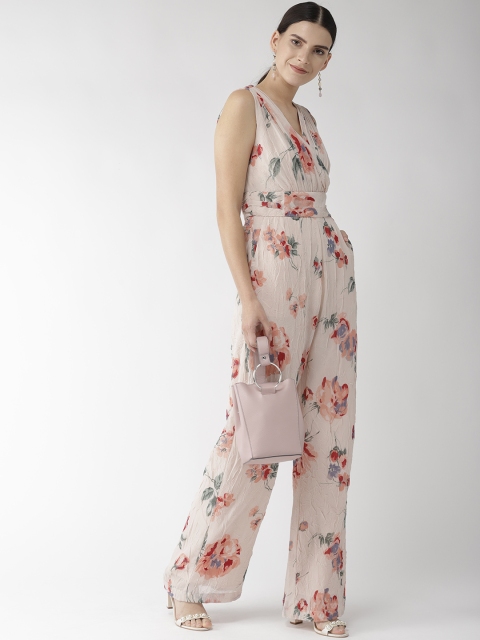 

QUIERO Women Peach-Coloured & Red Printed Basic Jumpsuit