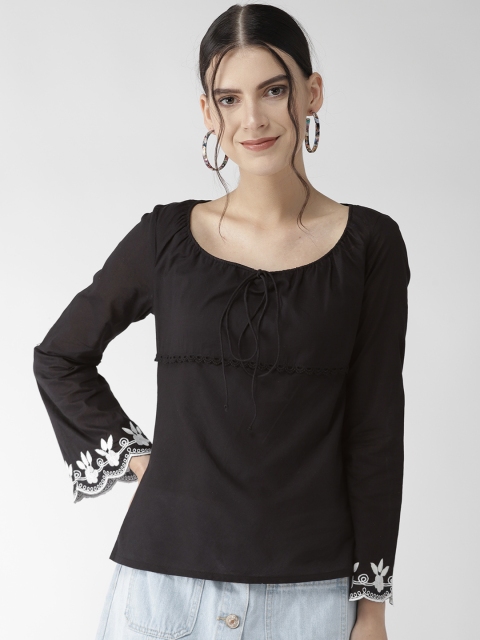 

QUIERO Women Black Solid Top