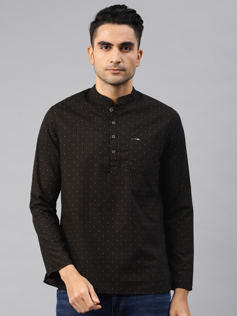 

Peter England Casuals Men Black Printed Straight Kurta