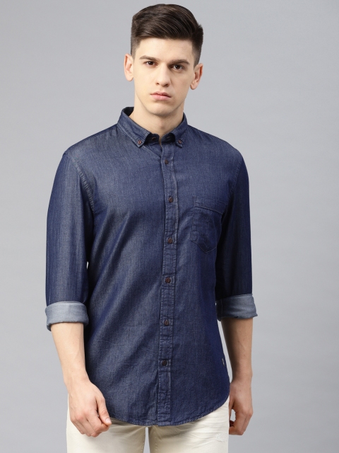 

Peter England Casuals Men Navy Blue Regular Fit Solid Casual Shirt