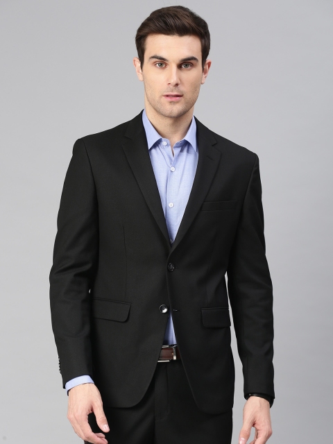 

Peter England Men Black Neo Slim Fit Solid Single Breasted Formal Blazer