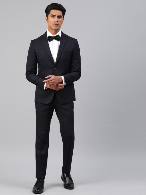 

Peter England Black Self Design Neo Slim Fit Single-Breasted Formal Suit