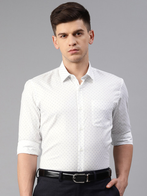 

Peter England Men White & Blue Slim Fit Printed Formal Shirt