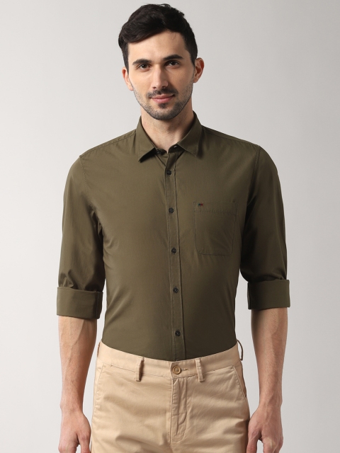 

Peter England Casuals Men Olive Green Slim Fit Solid Casual Shirt