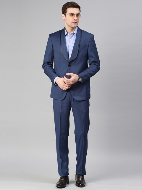 

Peter England Navy Blue Self Design Tailored Fit Single-Breasted Formal Suit