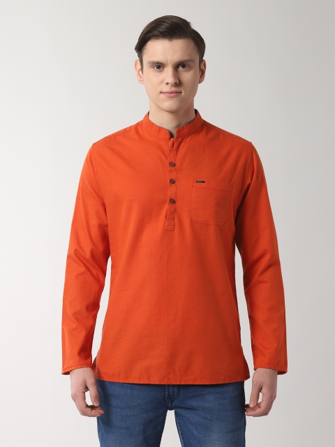 

Peter England Casuals Men Orange Solid Straight Kurta