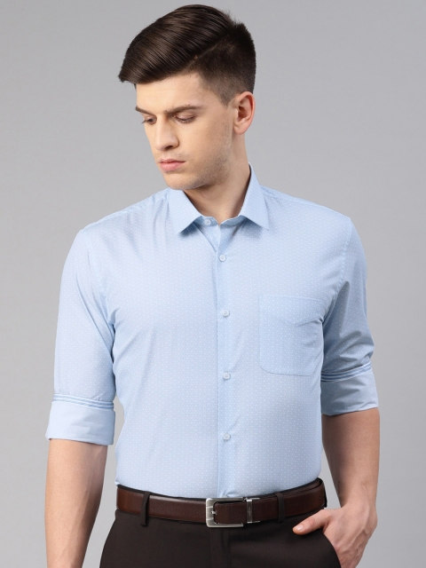 

Peter England Men Blue & White Slim Fit Printed Formal Shirt