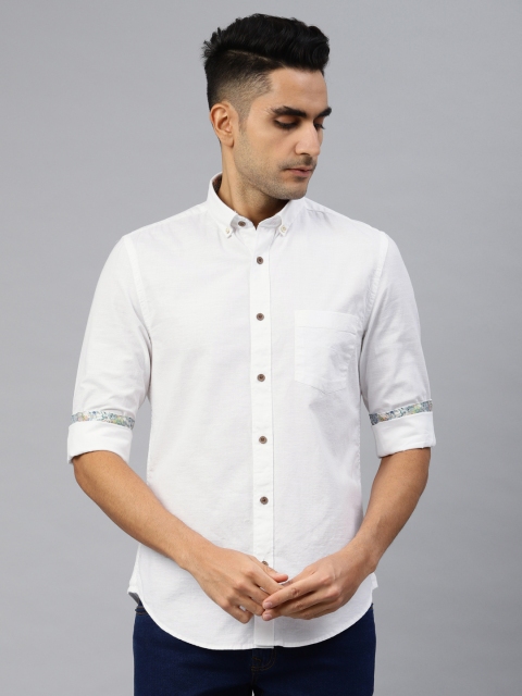 

Peter England Casuals Men White Slim Fit Solid Casual Shirt