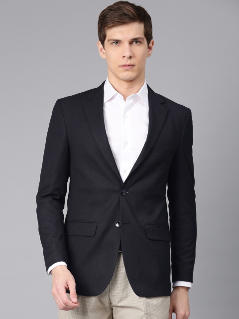 

Peter England Men Navy Blue Tailored Fit Solid Single Breasted Formal Blazer