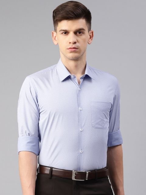 

Peter England Men Blue & White Slim Fit Printed Formal Shirt
