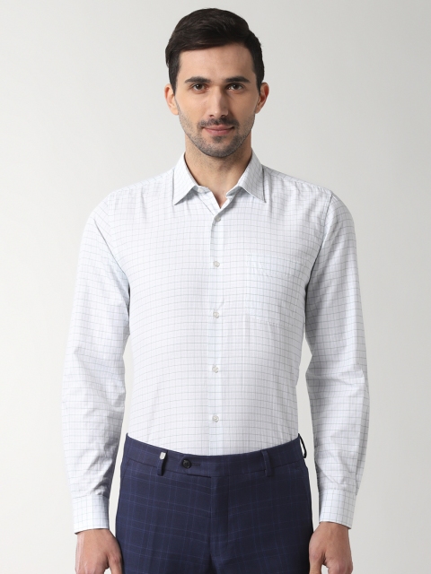 

Peter England Men White Slim Fit Checked Formal Shirt