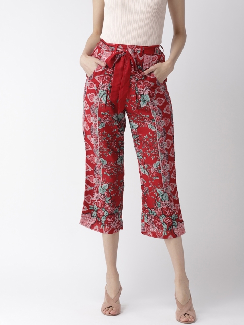 

MISH Women Maroon & Green Comfort Loose Fit Printed Culottes