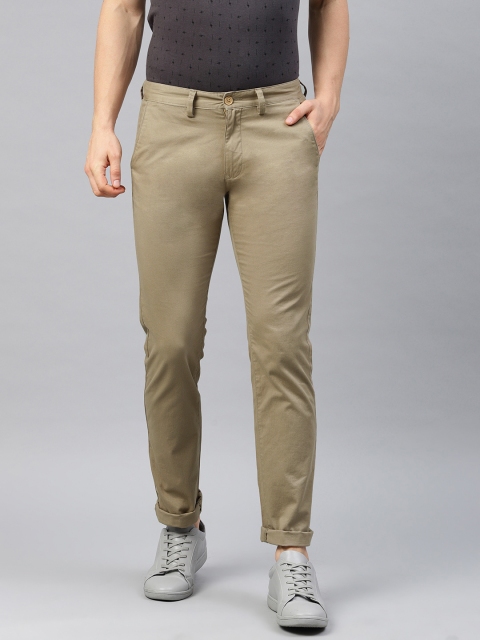 

Peter England Casuals Men Olive Green Slim Fit Solid Chinos