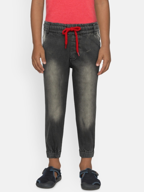 

612 league Boys Grey Jogger Mid-Rise Clean Look Stretchable Jeans