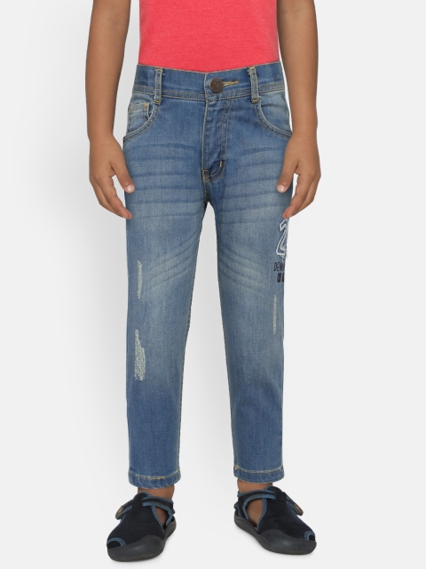 

612 league Boys Blue Regular Fit Mid-Rise Low Distress Stretchable Jeans