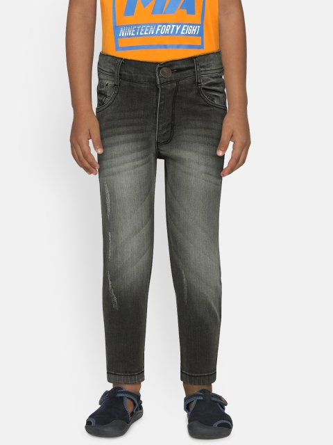 

612 league Boys Grey Regular Fit Mid-Rise Low Distress Stretchable Jeans